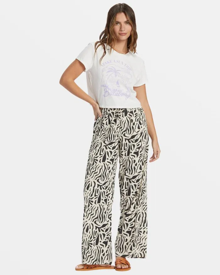 Billabong Jeans and Pants La Cala Printed Flared Pants Black Sands 8211 Women