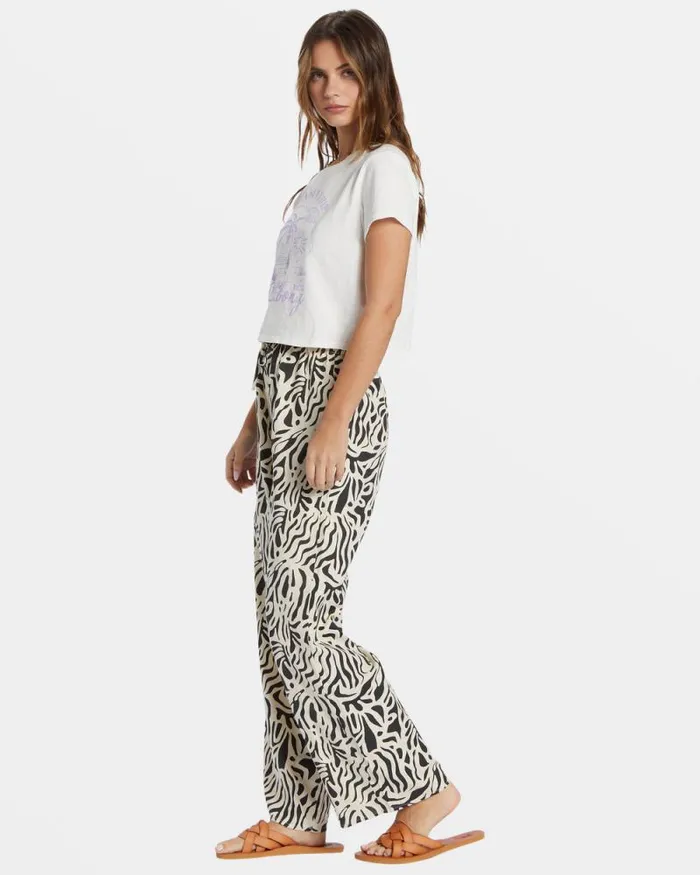 Billabong Jeans and Pants La Cala Printed Flared Pants Black Sands 8211 Women