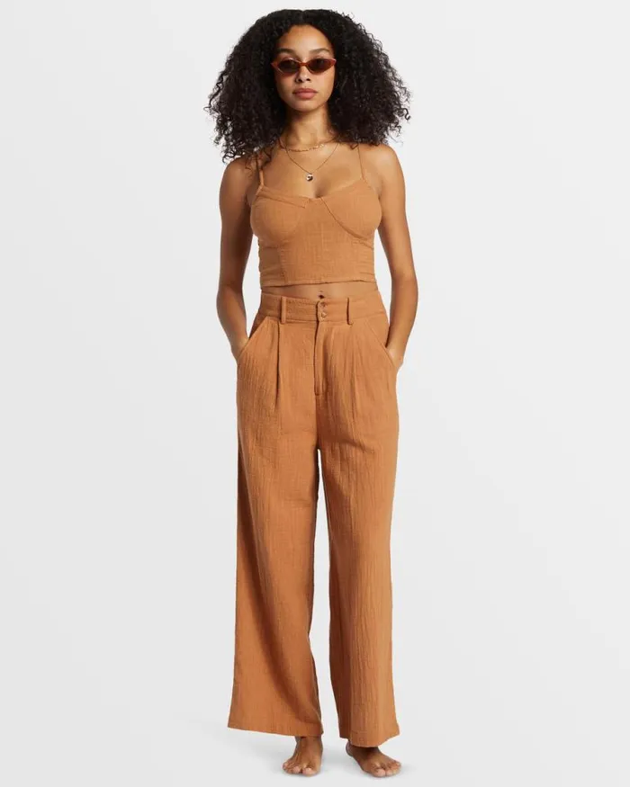 Billabong Jeans and Pants Tailor Made Wide Leg Pants Sandalwood 8211 Women