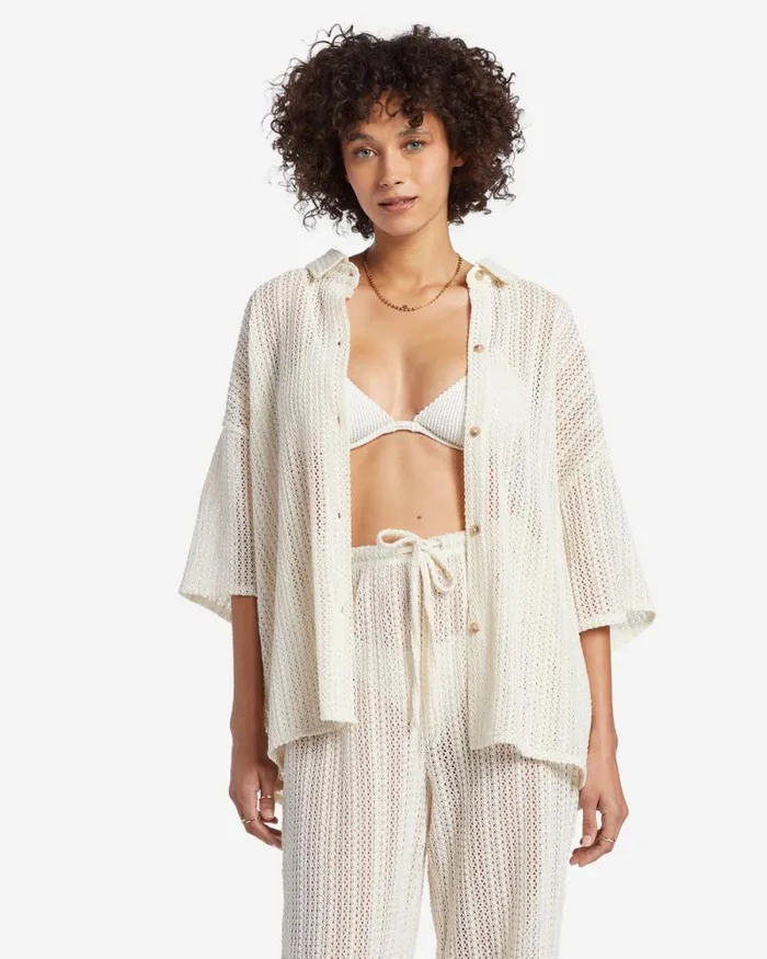 Billabong Matching Sets Largo Overshirt Cover Up Salt Crystal 8211 Women