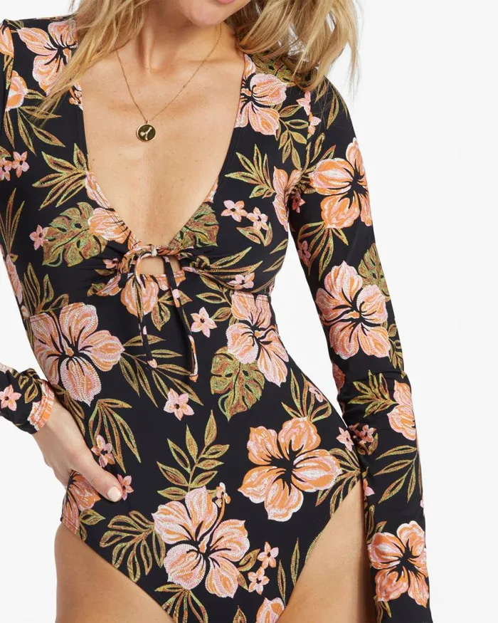 Billabong Rashguards and Bodysuits Hooked On Tropics Surf Tee Black Pebble 8211 Women Billabong Rashguards and Bodysuits Hooked On Tropics Surf Tee Black Pebble 8211 Women