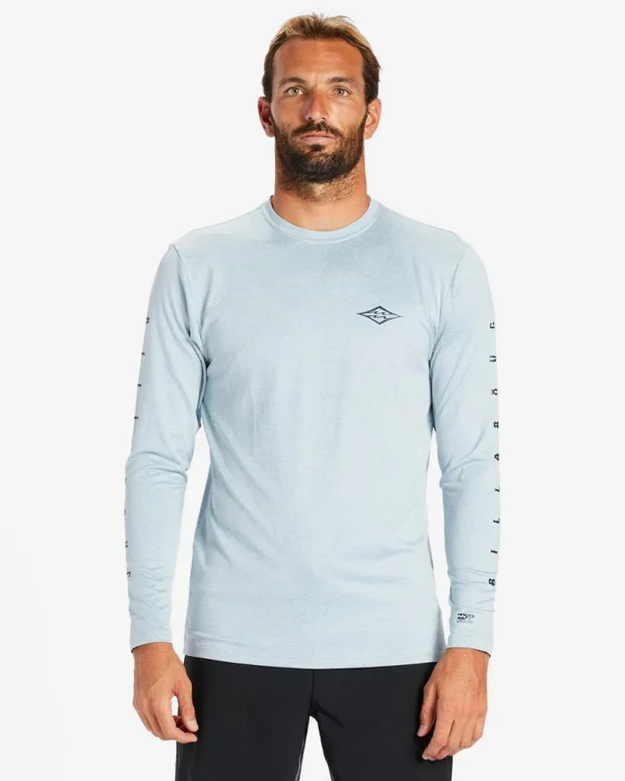Billabong Rashguards and Surf Tees Unity Long Sleeve UPF 50 Surf TShirt Smoke Blue Heather 8211 Men Billabong Rashguards and Surf Tees Unity Long Sleeve UPF 50 Surf TShirt Smoke Blue Heather 8211 Men