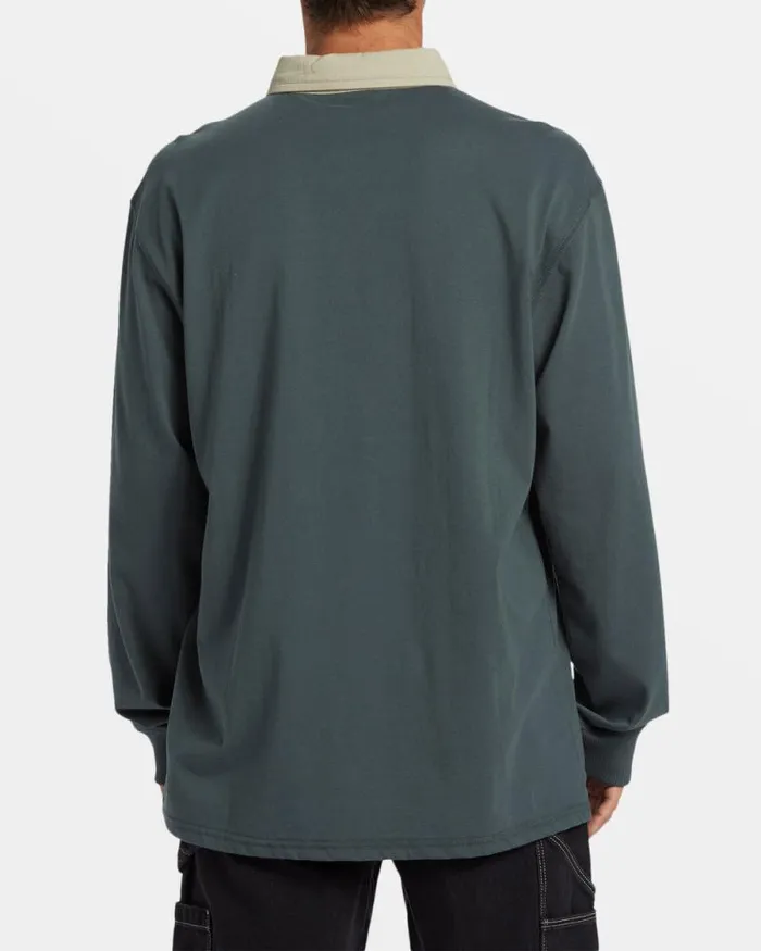 Billabong Shirts Immortal Rugby Long Sleeve Polo Tshirt Slate Green 8211 Men