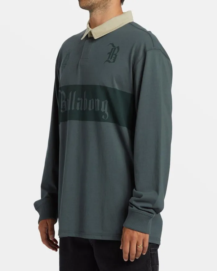 Billabong Shirts Immortal Rugby Long Sleeve Polo Tshirt Slate Green 8211 Men