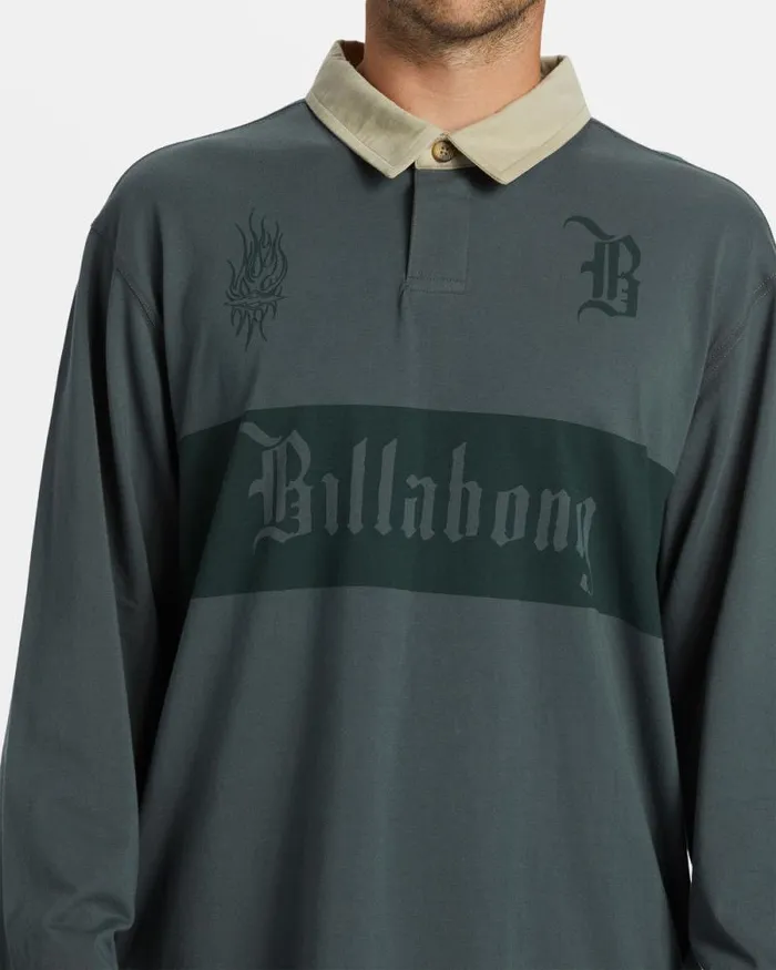 Billabong Shirts Immortal Rugby Long Sleeve Polo Tshirt Slate Green 8211 Men