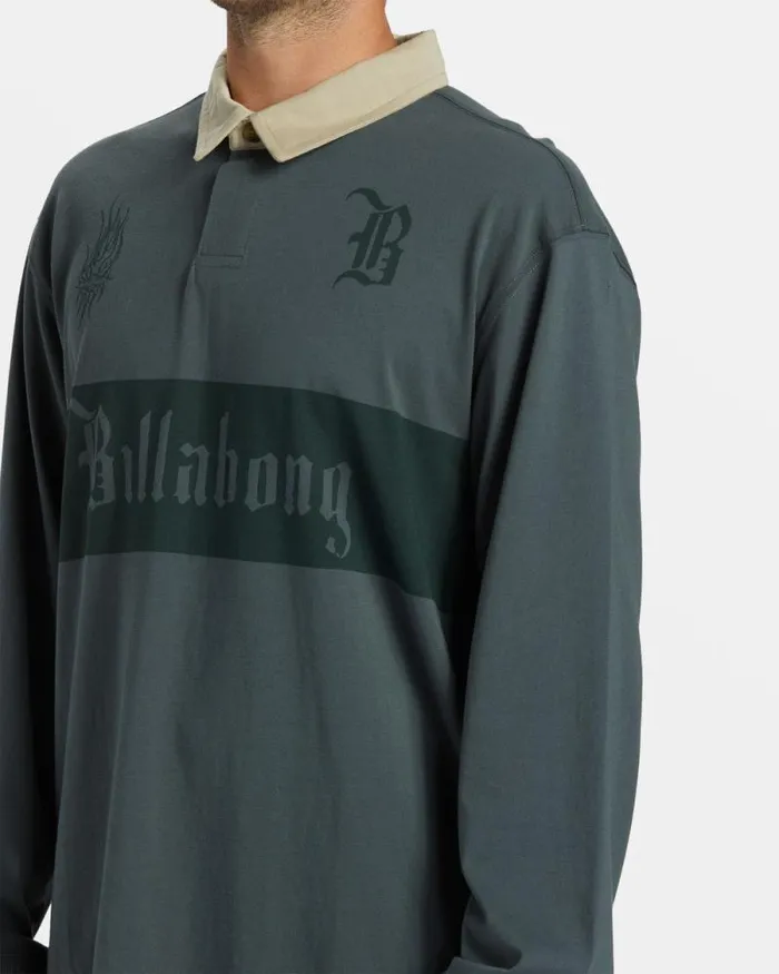Billabong Shirts Immortal Rugby Long Sleeve Polo Tshirt Slate Green 8211 Men