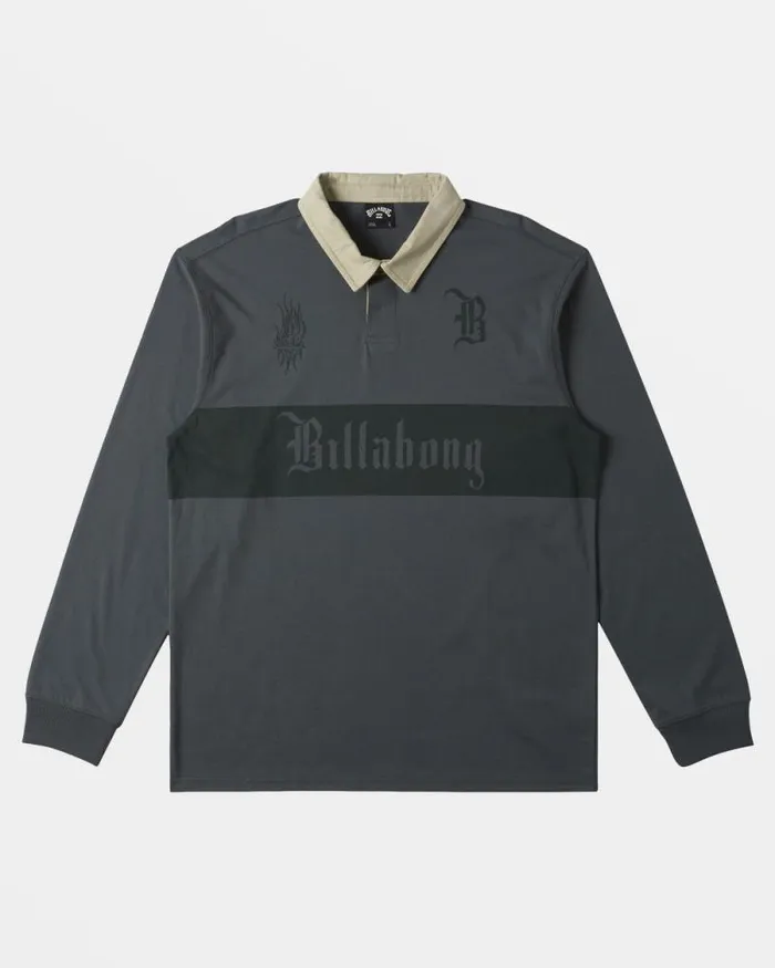 Billabong Shirts Immortal Rugby Long Sleeve Polo Tshirt Slate Green 8211 Men