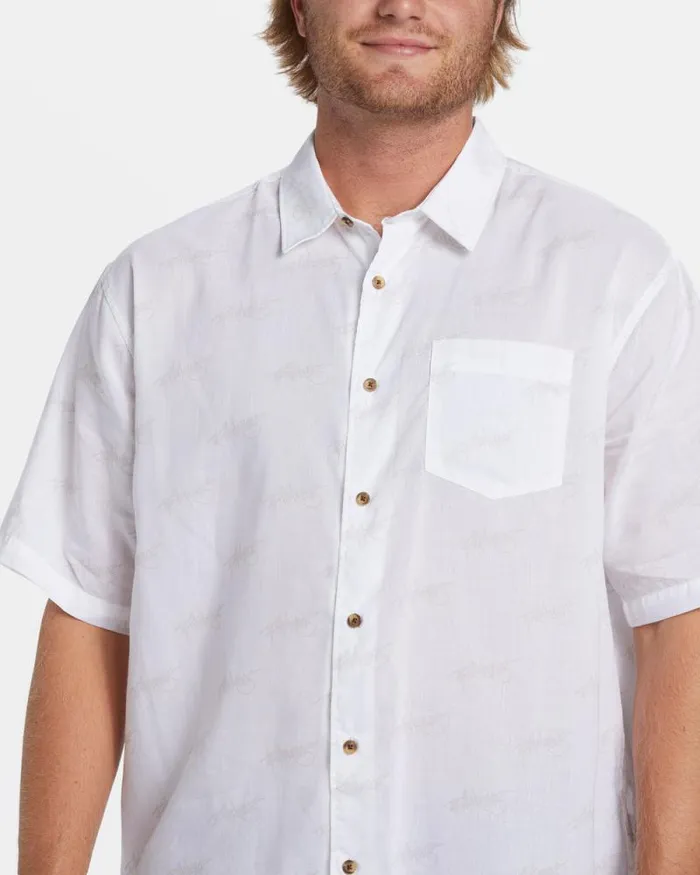 Billabong Shirts Script Short Sleeve Shirt White 8211 Men