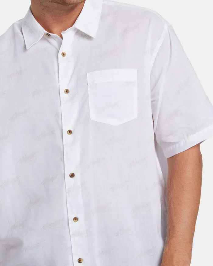 Billabong Shirts Script Short Sleeve Shirt White 8211 Men