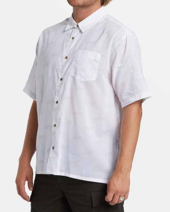Billabong Shirts Script Short Sleeve Shirt White 8211 Men