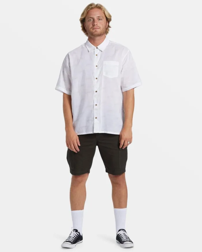 Billabong Shirts Script Short Sleeve Shirt White 8211 Men