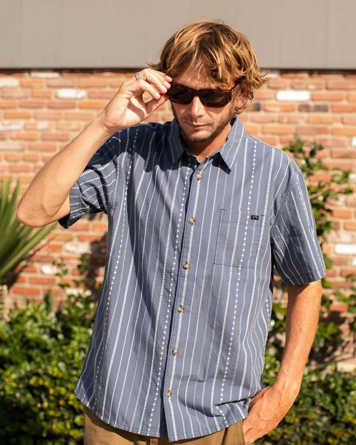 Billabong Shirts Sundays Jacquard Short Sleeve Shirt Smoke Blue 8211 Men