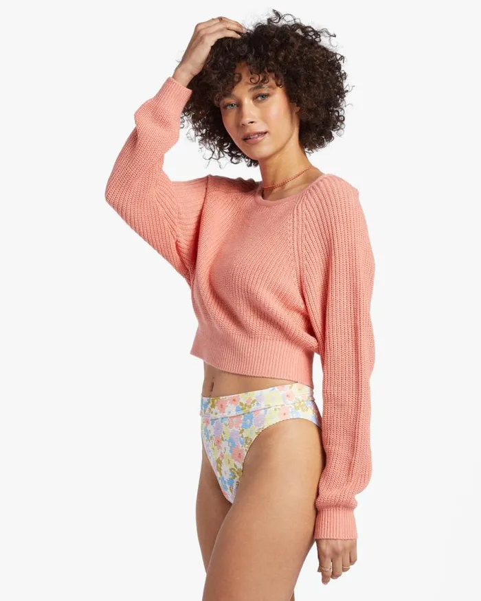 Billabong Sweaters Sun Soaked VNeck Sweater Sweet Peach 8211 Women