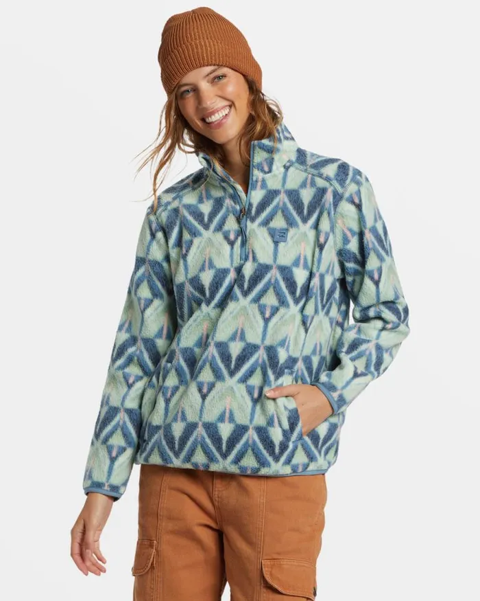 Billabong Sweatshirts and Fleece ADiv Boundary Mock 3 HalfZip Pullover Sweatshirt Blue Shadow 8211 Women