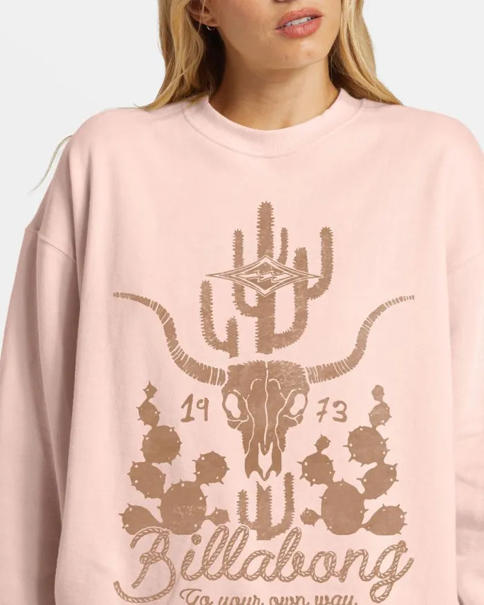 Billabong Sweatshirts and Fleece Ride In Oversized Crewneck Sweatshirt Feelin Peachy 8211 Women