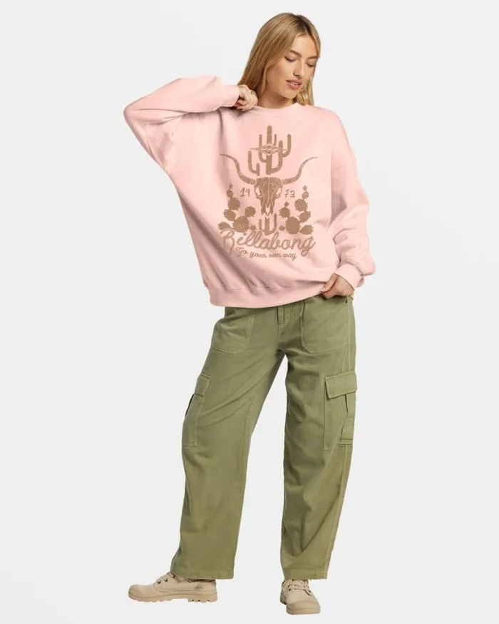 Billabong Sweatshirts and Fleece Ride In Oversized Crewneck Sweatshirt Feelin Peachy 8211 Women
