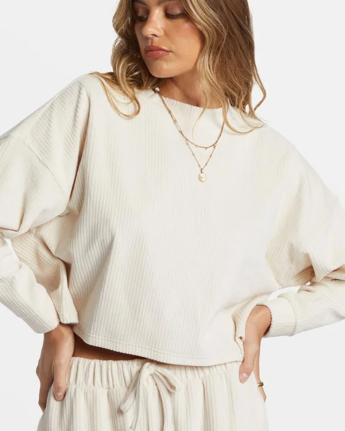 Billabong Sweatshirts and Fleece Sweet Sun Crewneck Sweatshirt White Cap 8211 Women