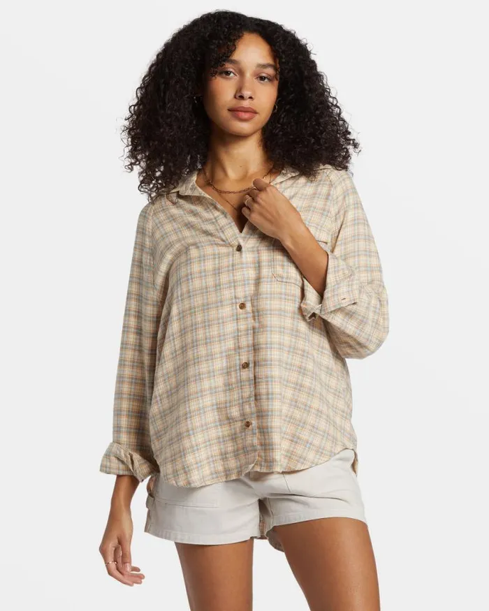 Billabong Tops Best Time Long Sleeve Shirt Western Sky 8211 Women