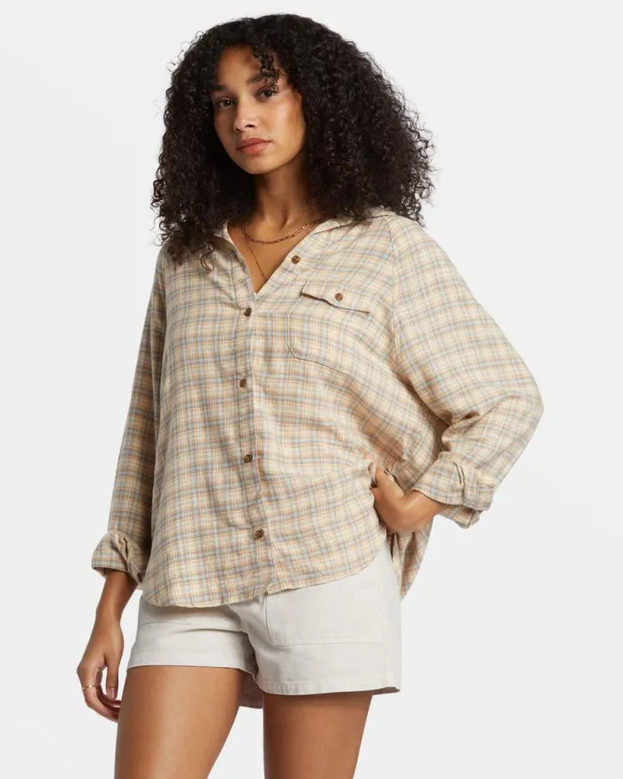 Billabong Tops Best Time Long Sleeve Shirt Western Sky 8211 Women