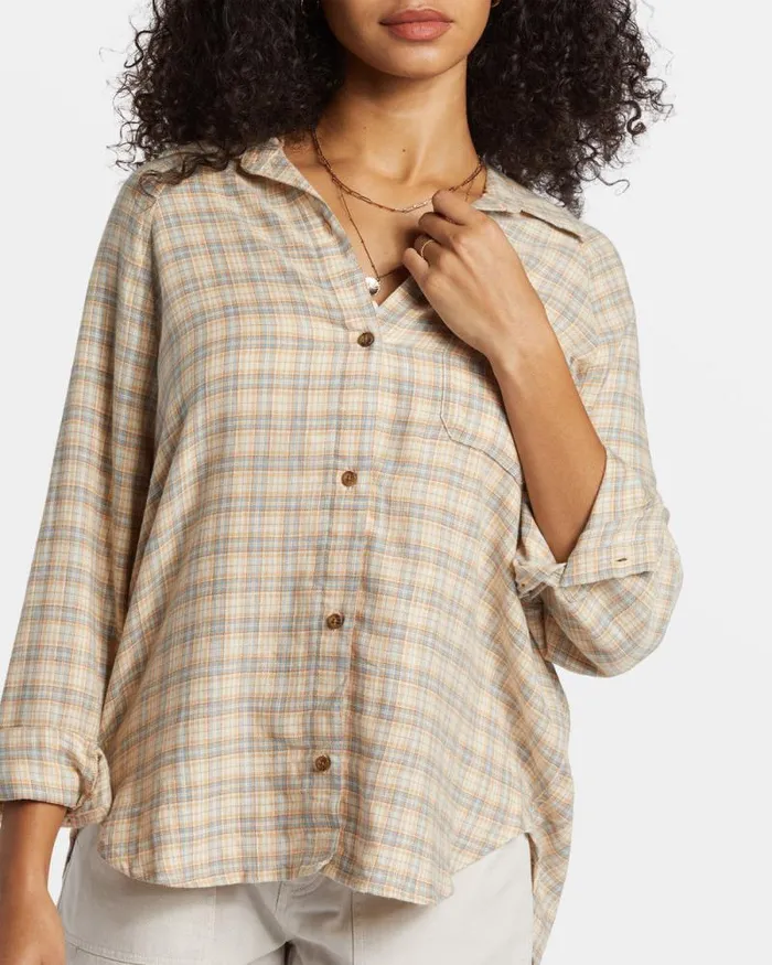Billabong Tops Best Time Long Sleeve Shirt Western Sky 8211 Women