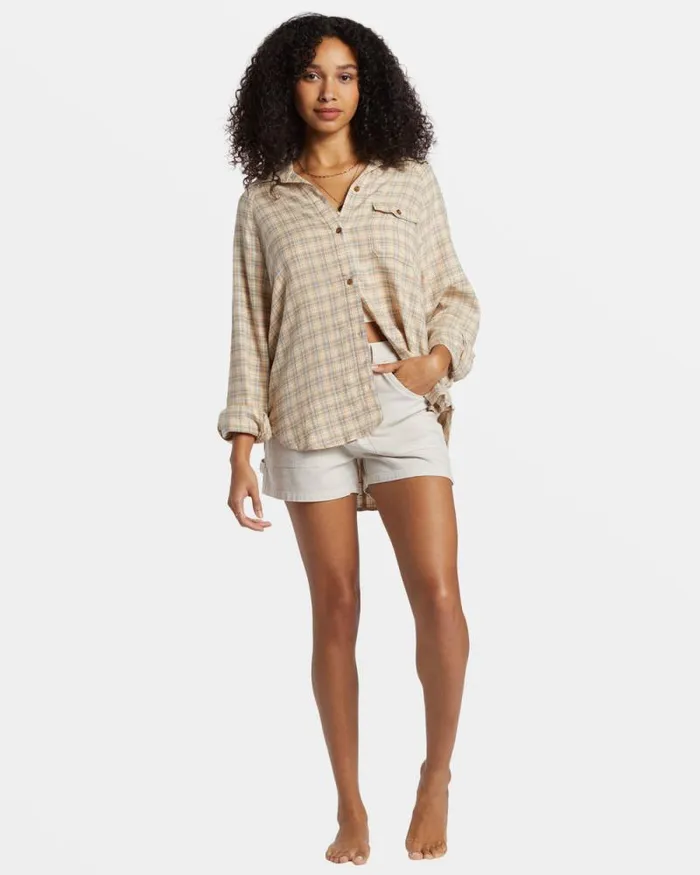 Billabong Tops Best Time Long Sleeve Shirt Western Sky 8211 Women