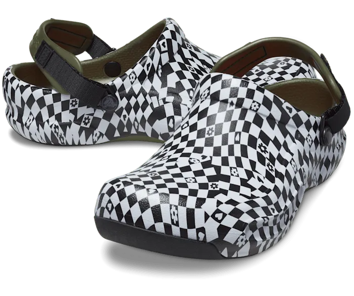Bistro Pro LiteRide Graphic Clog Black White Women Crocs Clogs