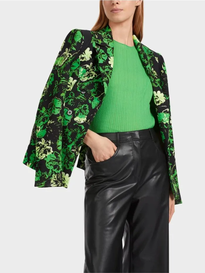 Blazer Damen Marc Cain Blazer Im BlumenDessin Dark Apple Green