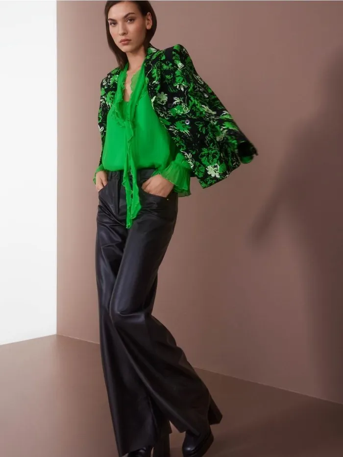 Blazer Damen Marc Cain Blazer Im BlumenDessin Dark Apple Green
