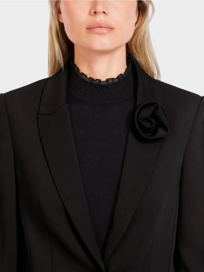 Blazer Damen Marc Cain Krpernaher Blazer Mit Bltenapplikation Black