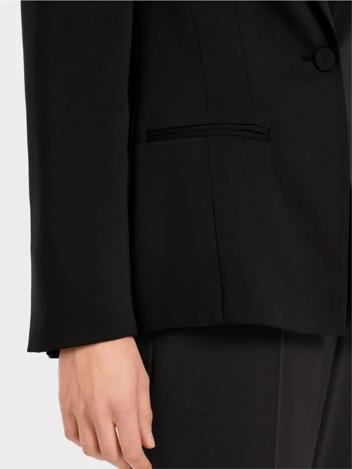 Blazer Damen Marc Cain Krpernaher Blazer Mit Bltenapplikation Black