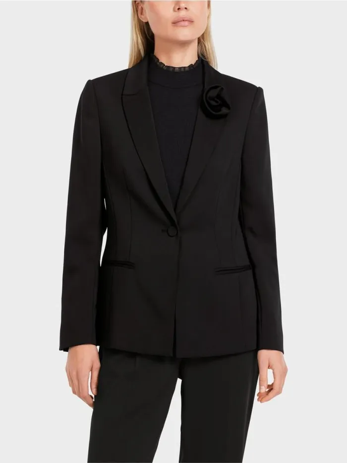 Blazer Damen Marc Cain Krpernaher Blazer Mit Bltenapplikation Black