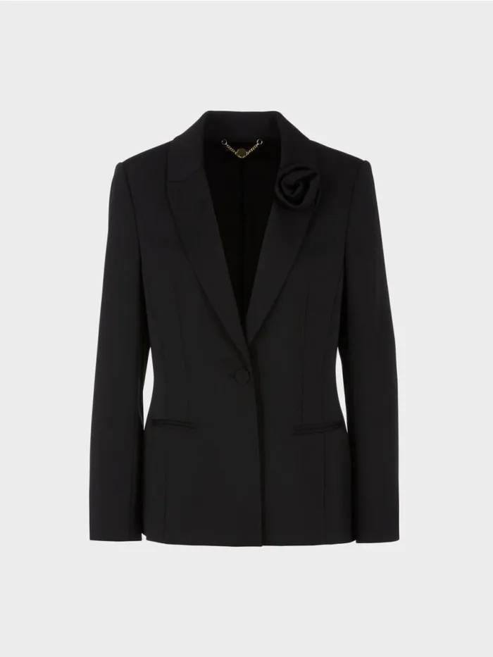 Blazer Damen Marc Cain Krpernaher Blazer Mit Bltenapplikation Black