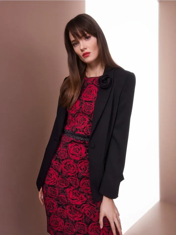 Blazer Damen Marc Cain Krpernaher Blazer Mit Bltenapplikation Black