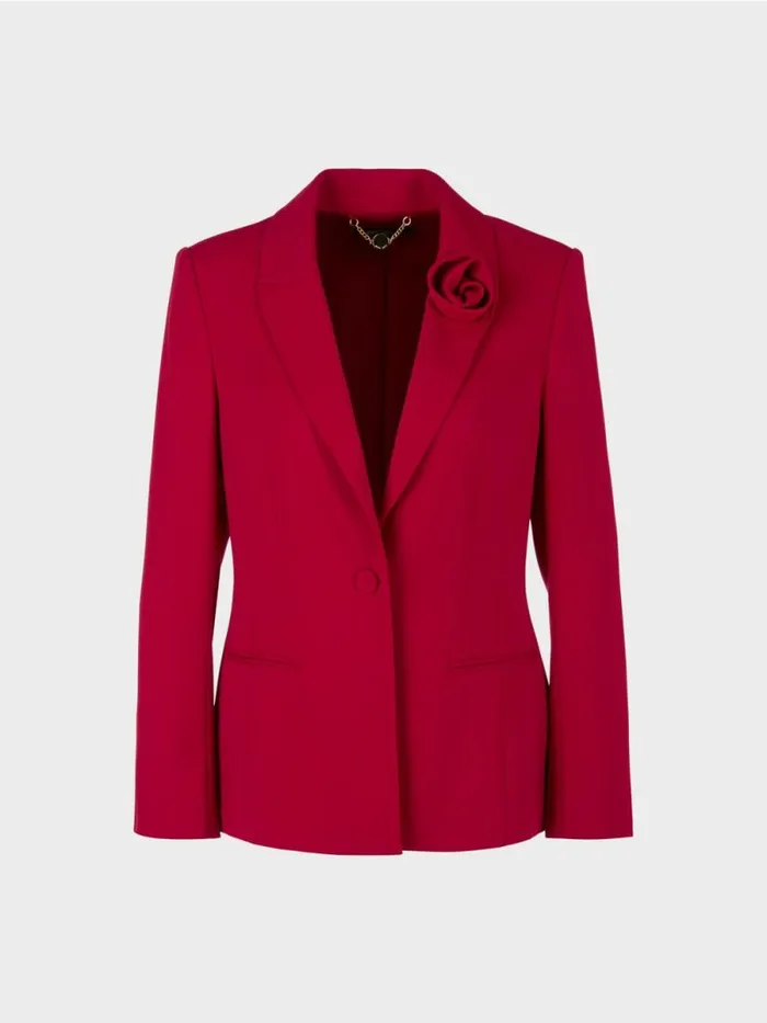 Blazer Damen Marc Cain Krpernaher Blazer Mit Bltenapplikation Bright Burgundy
