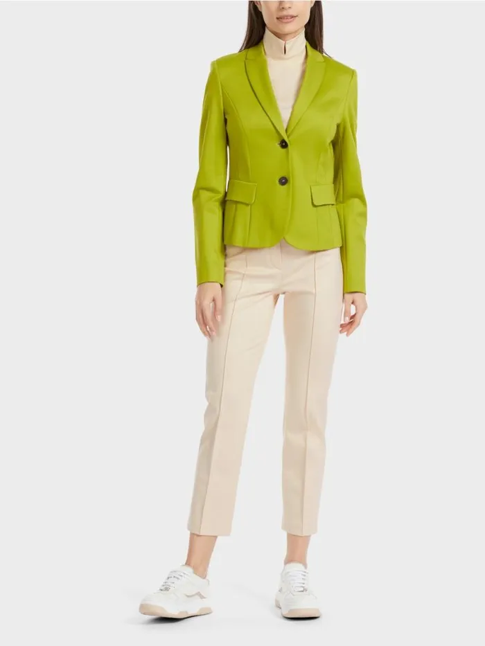Blazer Damen Marc Cain Taillierter Blazer Mit Schmalem Revers Bright Olive Green