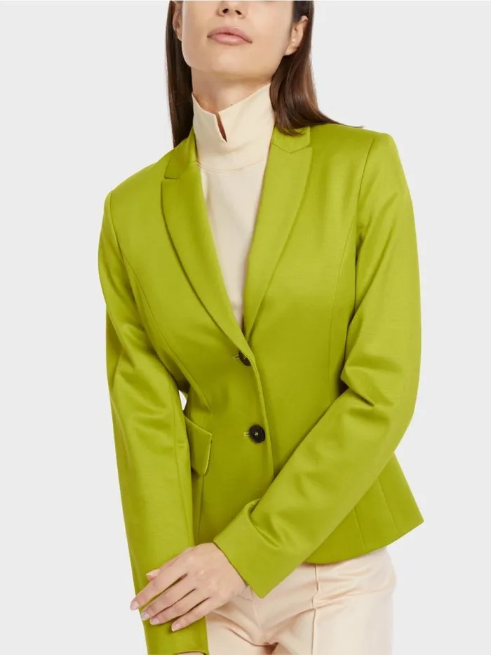 Blazer Damen Marc Cain Taillierter Blazer Mit Schmalem Revers Bright Olive Green