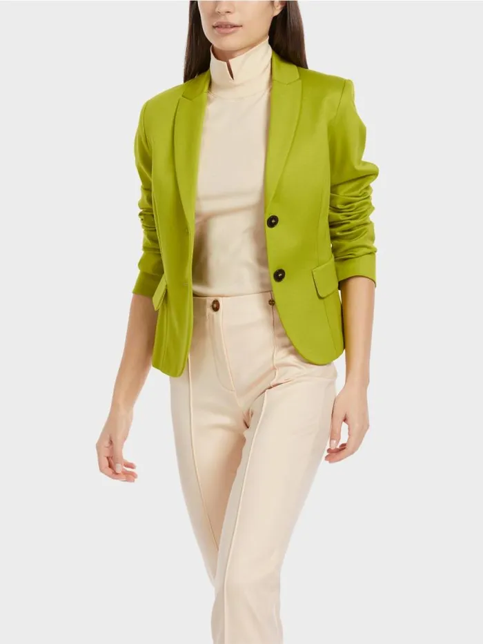 Blazer Damen Marc Cain Taillierter Blazer Mit Schmalem Revers Bright Olive Green