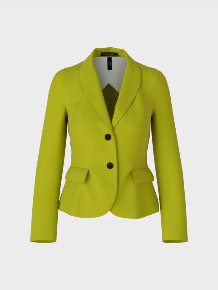 Blazer Damen Marc Cain Taillierter Blazer Mit Schmalem Revers Bright Olive Green