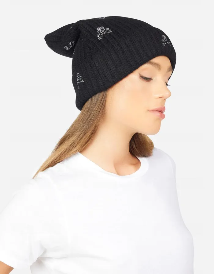 Blix Mini Crystal Cross Bone Skulls Black Women039s Lauren Moshi Sweaters and Knits