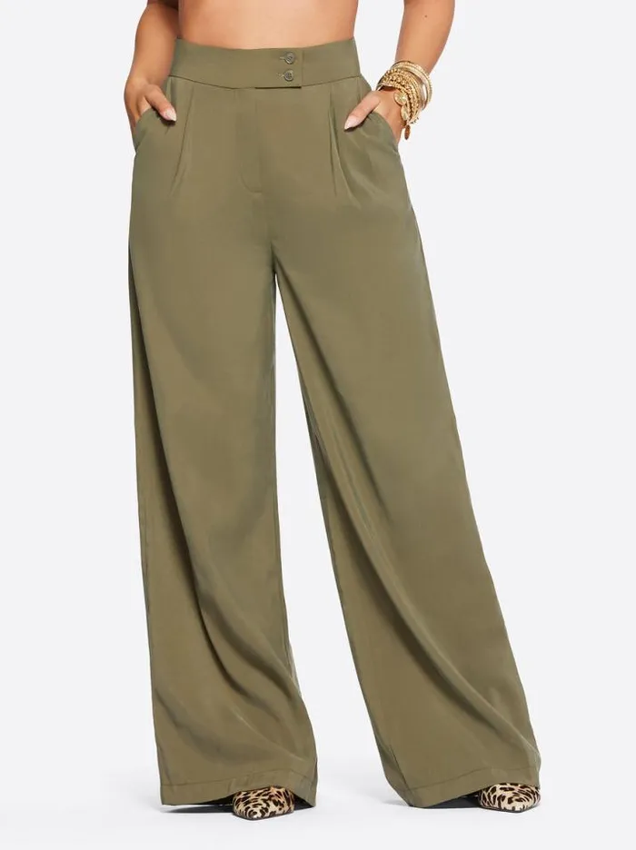 Bottoms Clothing Jessica Simpson Melba Wide Leg Trouser In Olive Night
