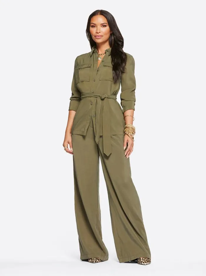 Bottoms Clothing Jessica Simpson Melba Wide Leg Trouser In Olive Night
