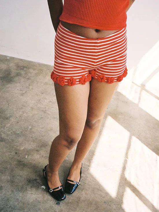 Bottoms Lisa Says Gah Women Turkana Knit Short Red White