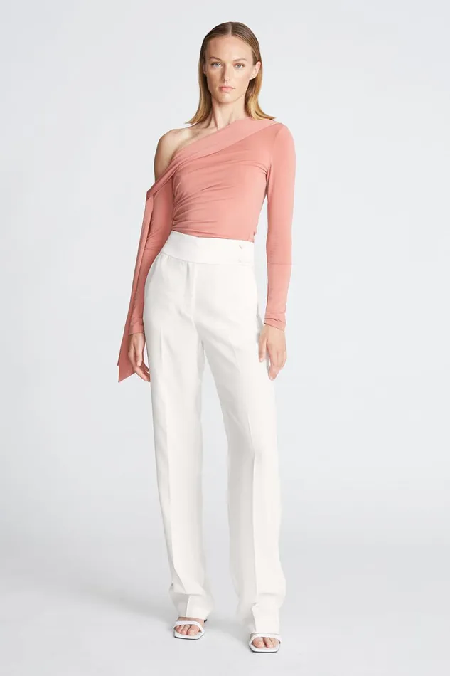 Bottoms Women Halston Karter Pant In CrepeSatin Chalk