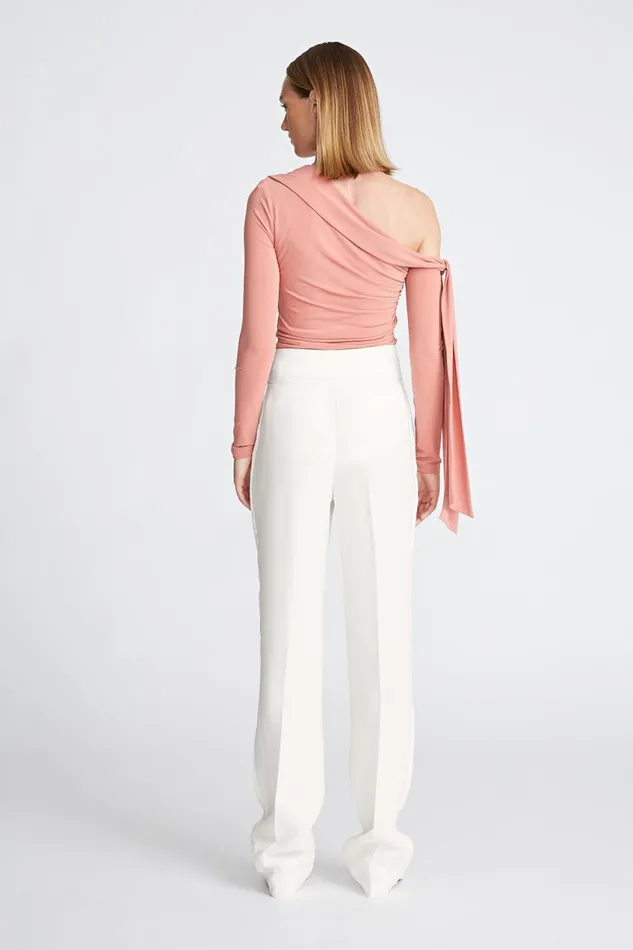Bottoms Women Halston Karter Pant In CrepeSatin Chalk Bottoms Women Halston Karter Pant In CrepeSatin Chalk
