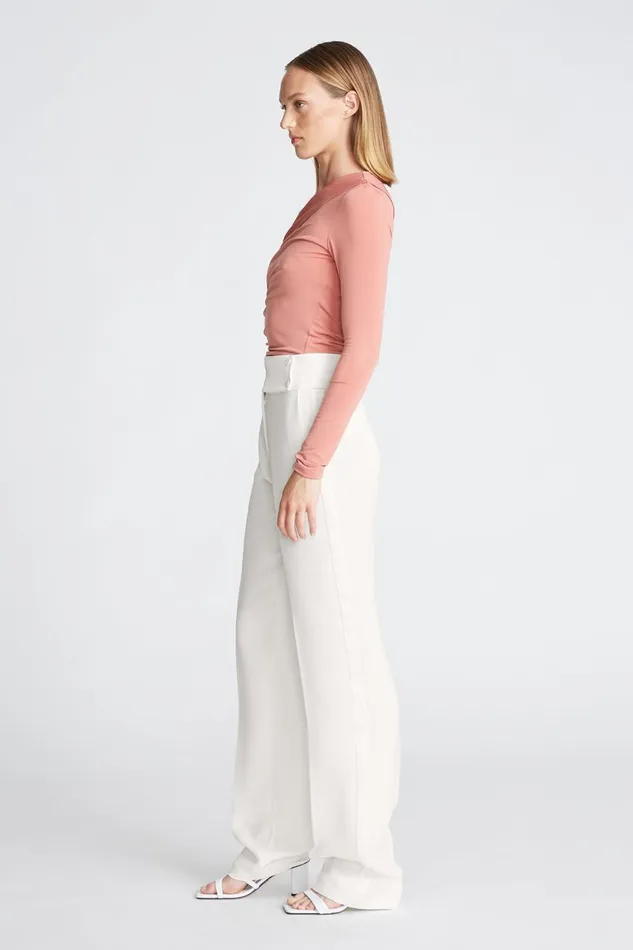 Bottoms Women Halston Karter Pant In CrepeSatin Chalk Bottoms Women Halston Karter Pant In CrepeSatin Chalk