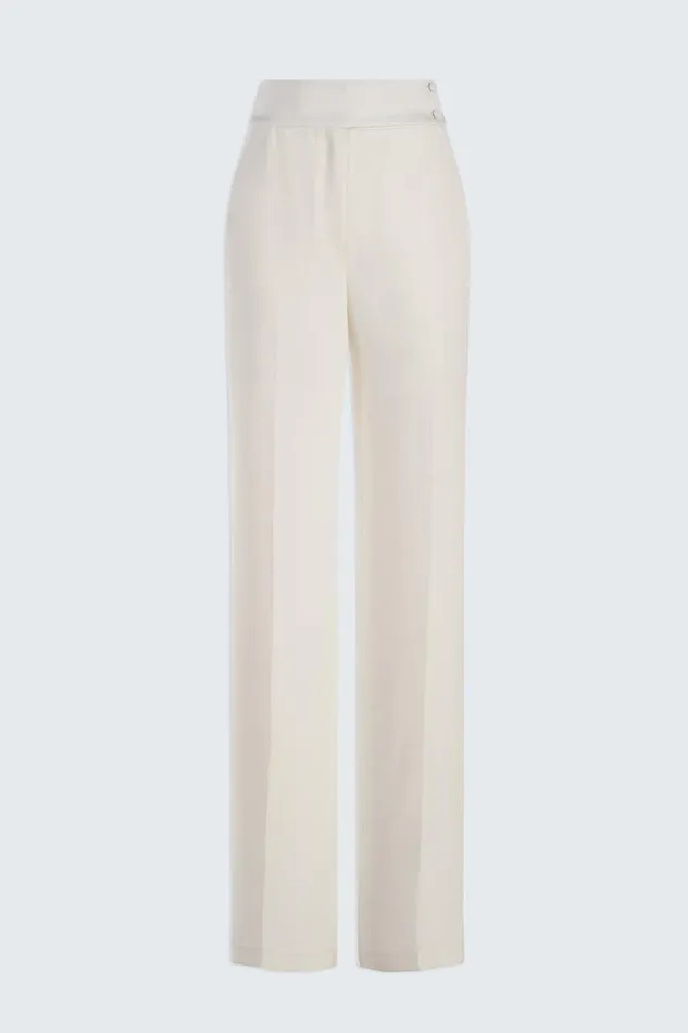 Bottoms Women Halston Karter Pant In CrepeSatin Chalk Bottoms Women Halston Karter Pant In CrepeSatin Chalk