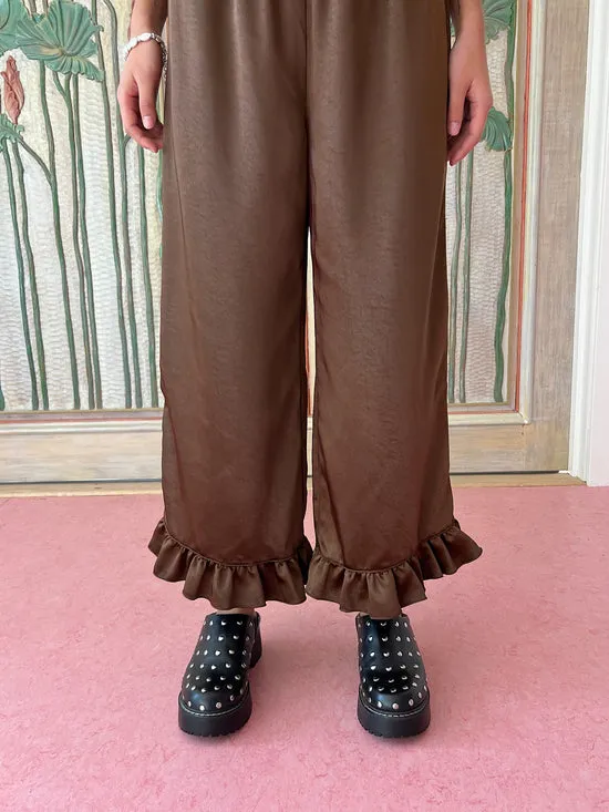 Bottoms Women Lisa Says Gah Liora Ruffle Pant Chocolate