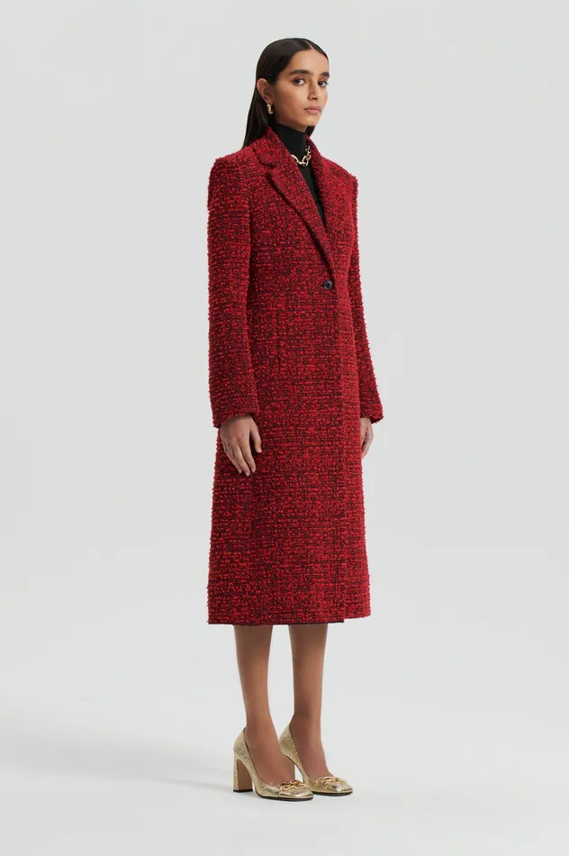 BOUCLE COAT RED Coats Scanlan Theodore Women BOUCLE COAT RED Coats Scanlan Theodore Women