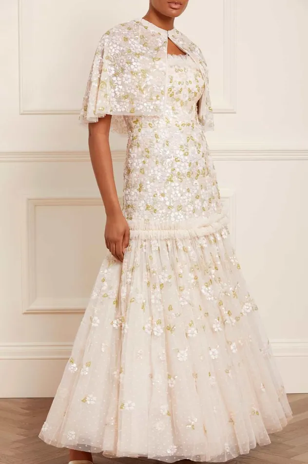Brianna Short Open Cape Champagne Women Needle and Thread Capes