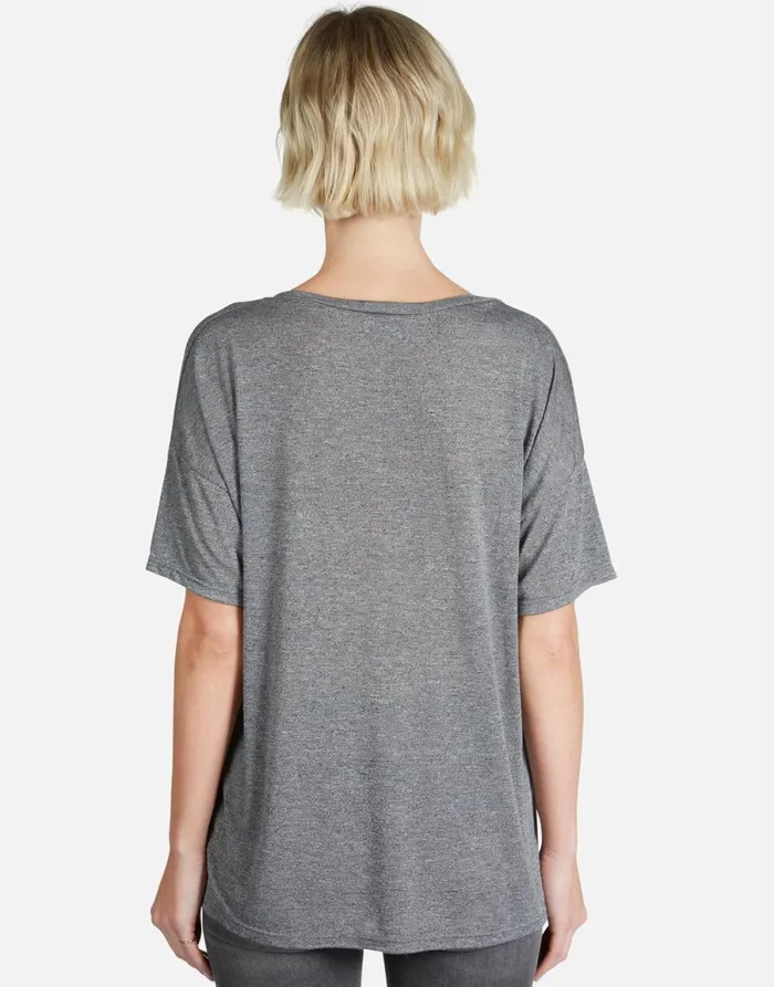 Brixton Safety Pin Heart Heather Grey Women039s Lauren Moshi Short Sleeve